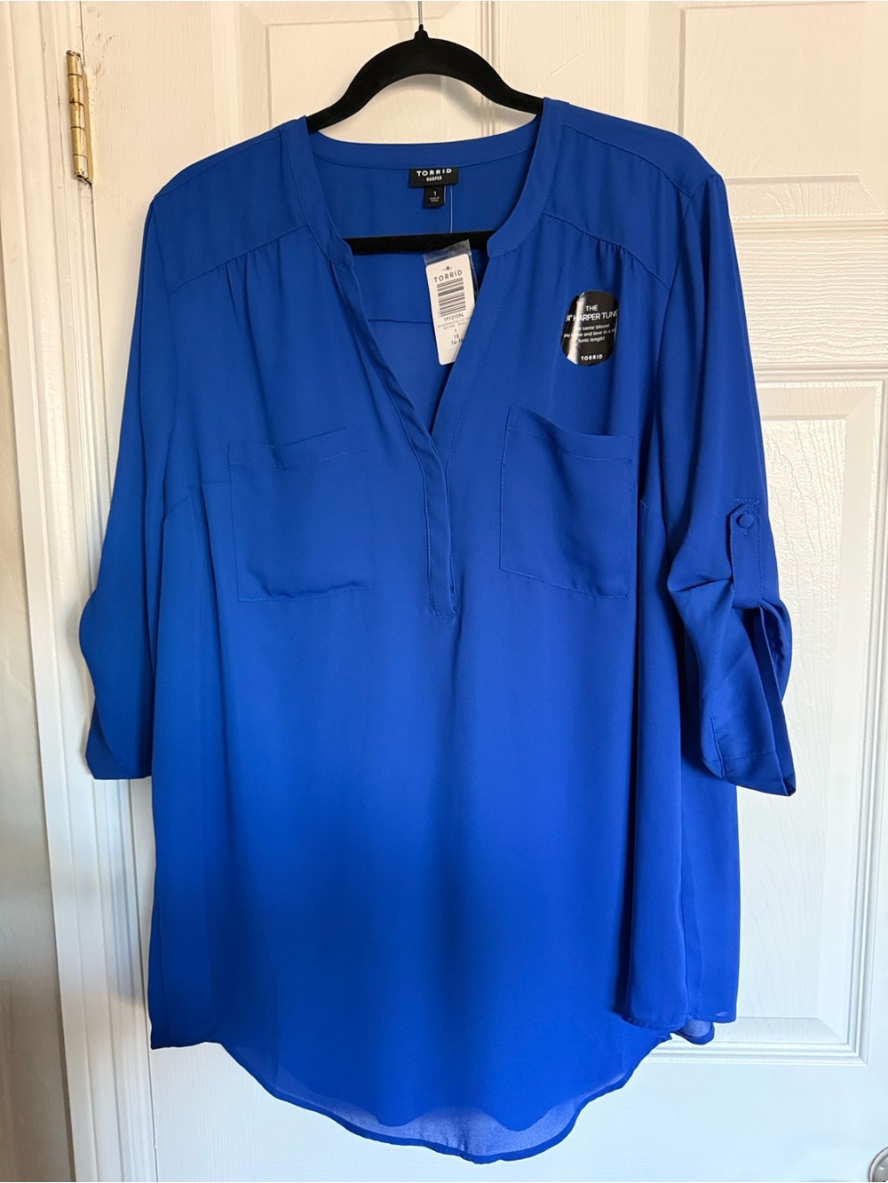 torrid size 1 14/16 Cobalt Blue Split V-Neck Blouse Harper